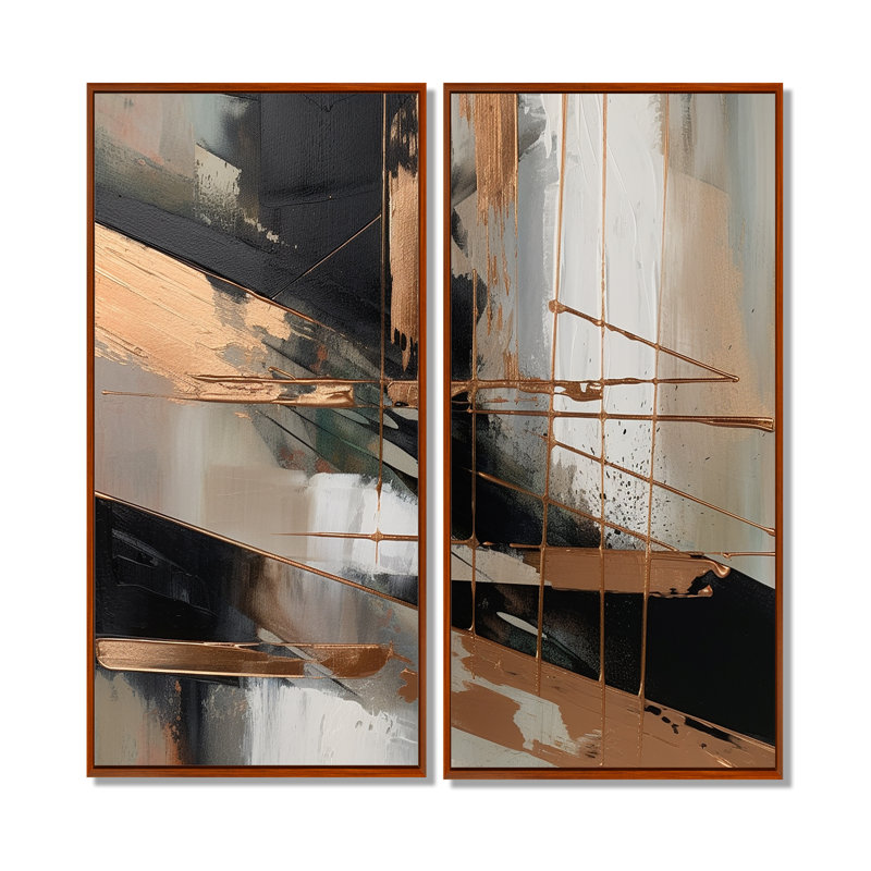 Brun et noir au-delà des limites III - art mural moderne, 20" H x 24" W, Brown, Impression encadrée flottante