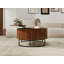Table basse ronde de 31,5 po avec rangement, table centrale à plateau relevable cannelé, table courbée moderne à bascule pour salon