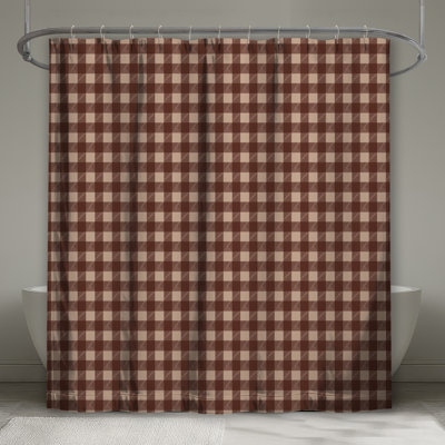 Brown Beige Checkered Shower Curtains Extra Long