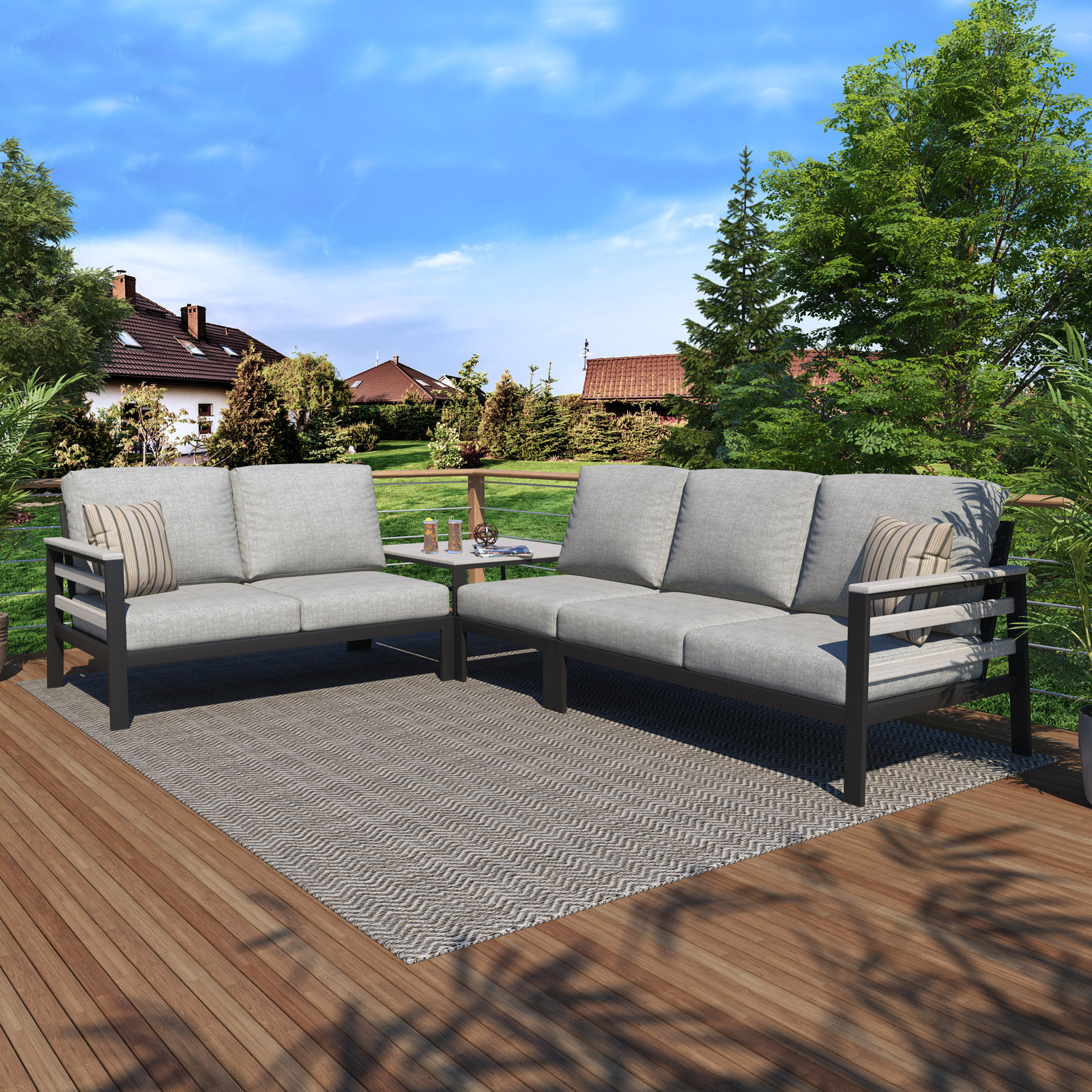 Townsend 5-Person Patio Seating Group, Canvas Granite Sunbrella® Canvas