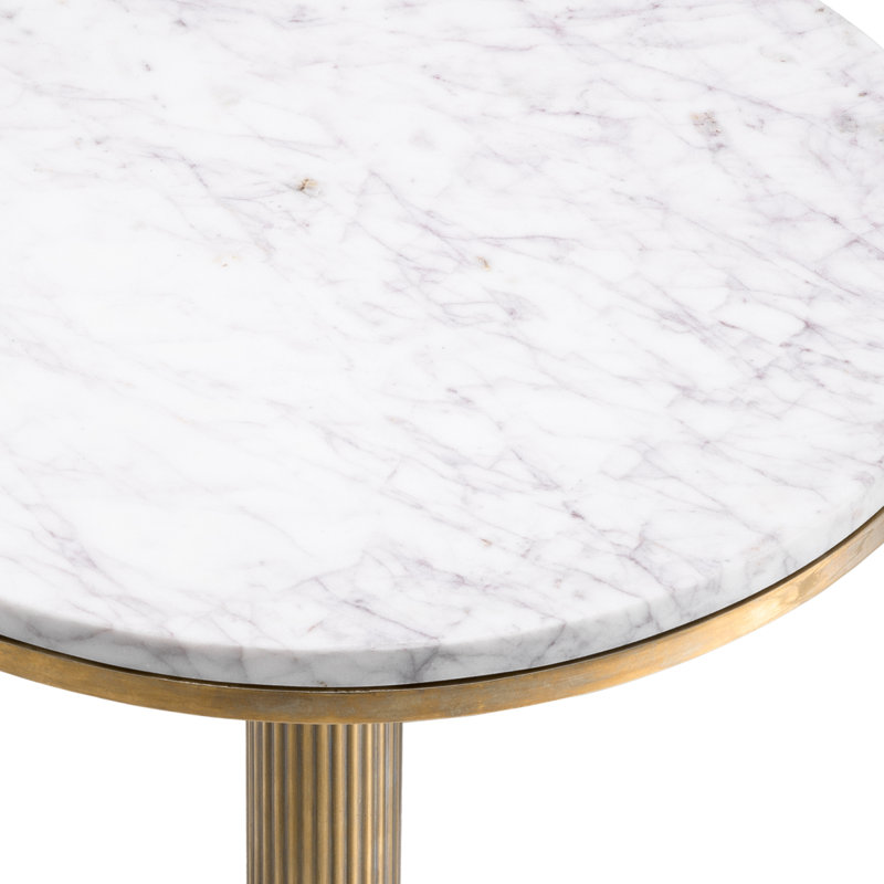 Side Table Tavolara Vintage Brass Finish White Marble