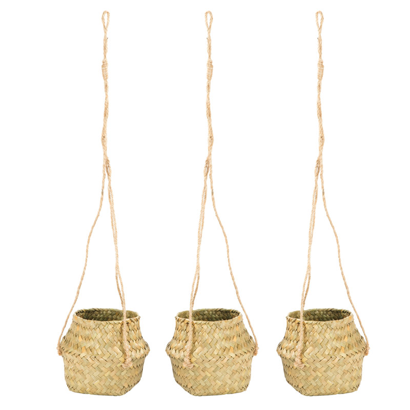 Ensemble de 3 pots à fleurs suspendus Seagrass, H 5,5 po x l 5,5 po x P 5,5 po