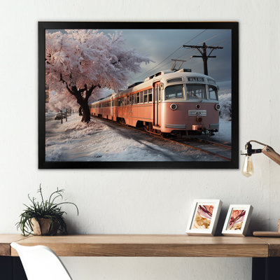 «Orange Train Charm In Winter», reproduction sur toile