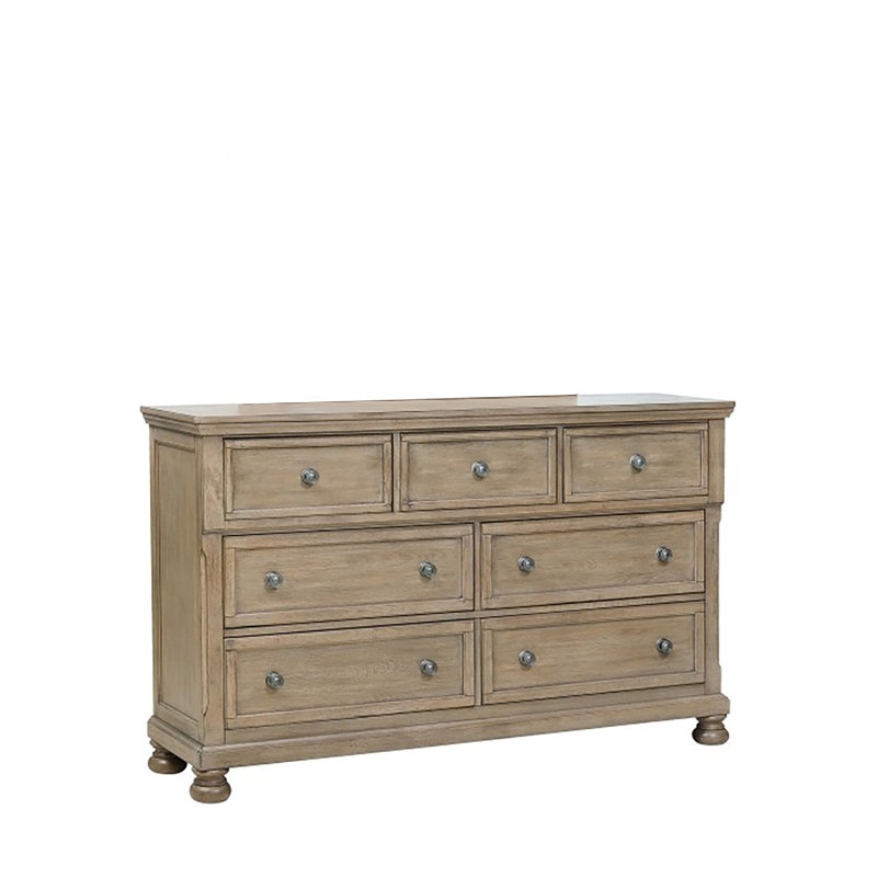 Commode 7 tiroirs Aleira, Fil-gris brossé