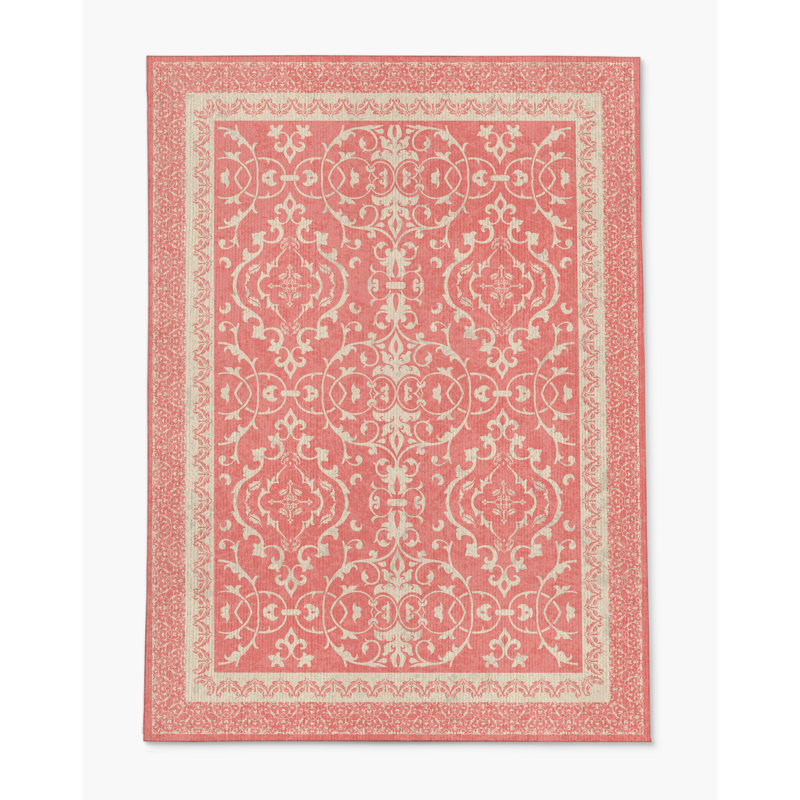 Tapis de chaise rectangulaire à poils courts Rao, L 48 po x L 72 po, Saumon