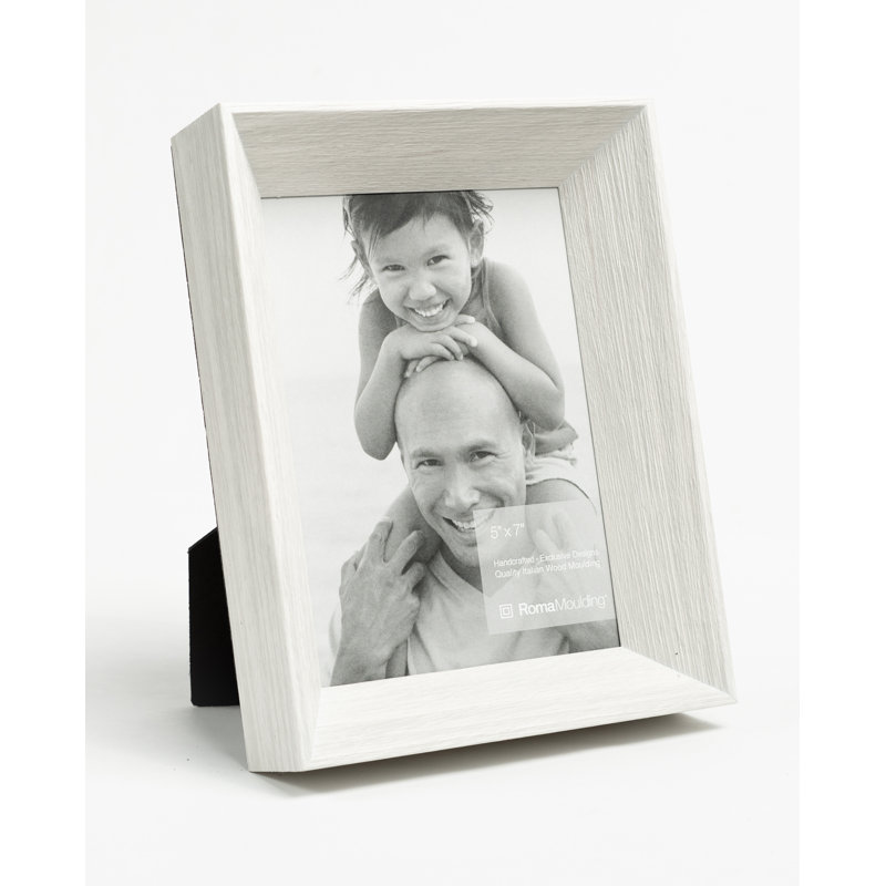 Cadre pour photo simple en bois embossé, Blanc, 5" x 7"