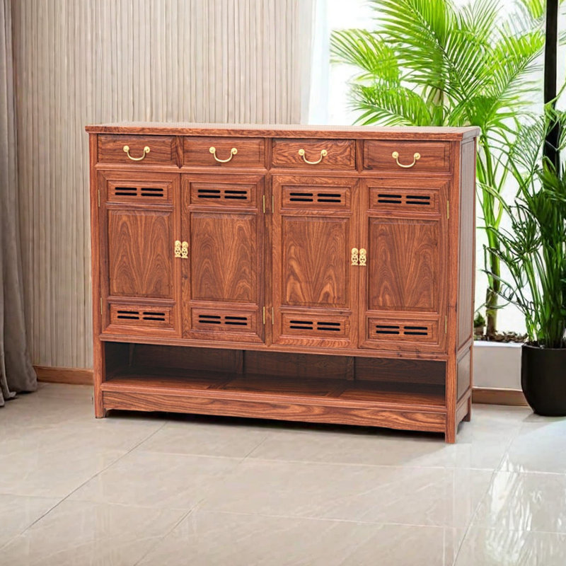 Classic Mahogany Shoe Cabinet 28 Pair Solid Wood Shoe Storage Cabinet