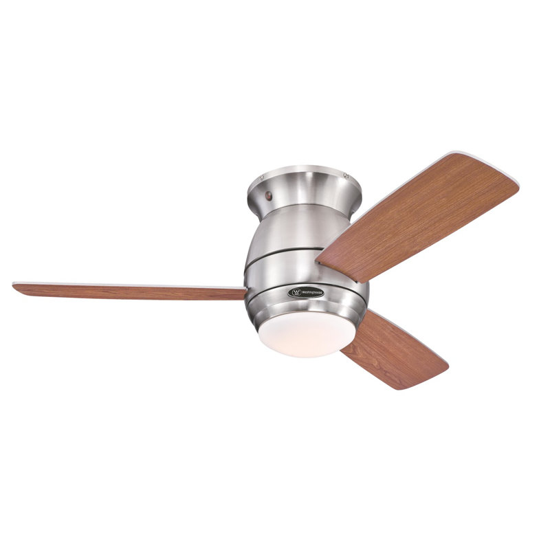 112cm Ceiling Fan with Light Kit, Silver with brown/dark brown blades