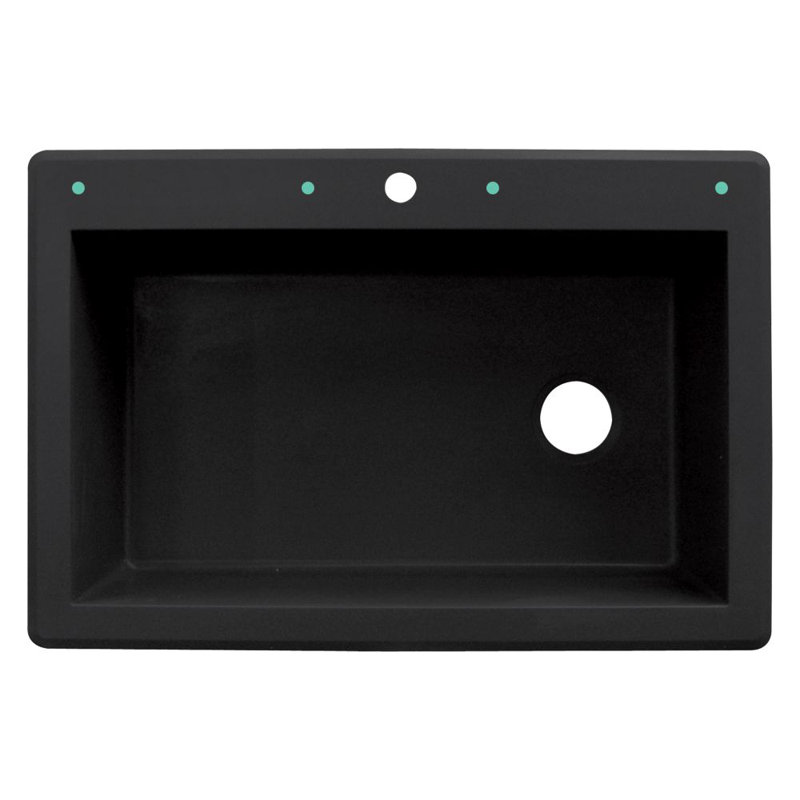 Évier de cuisine à simple cuve en granite l 33 po x l 22 po Radius, Noir