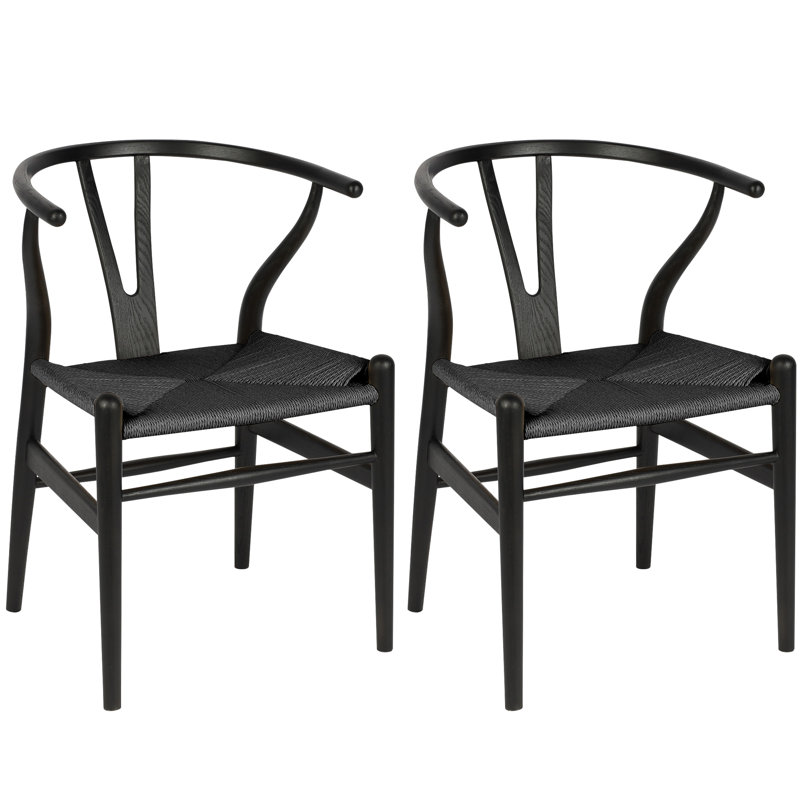 Solid Wood Dining Chair, Mid-Century Chair, Black
