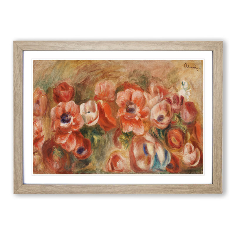 Anemones by Pierre-Auguste Renoir - Picture Frame Painting, Oak, 27cm H x 36cm W x 2cm D