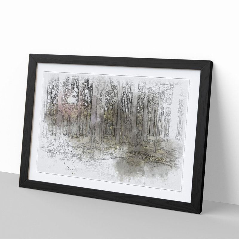 Sunlight Forest Vol.2 Sketch - Picture Frame Graphic Art, Black, 48cm H x 65cm W x 2cm D