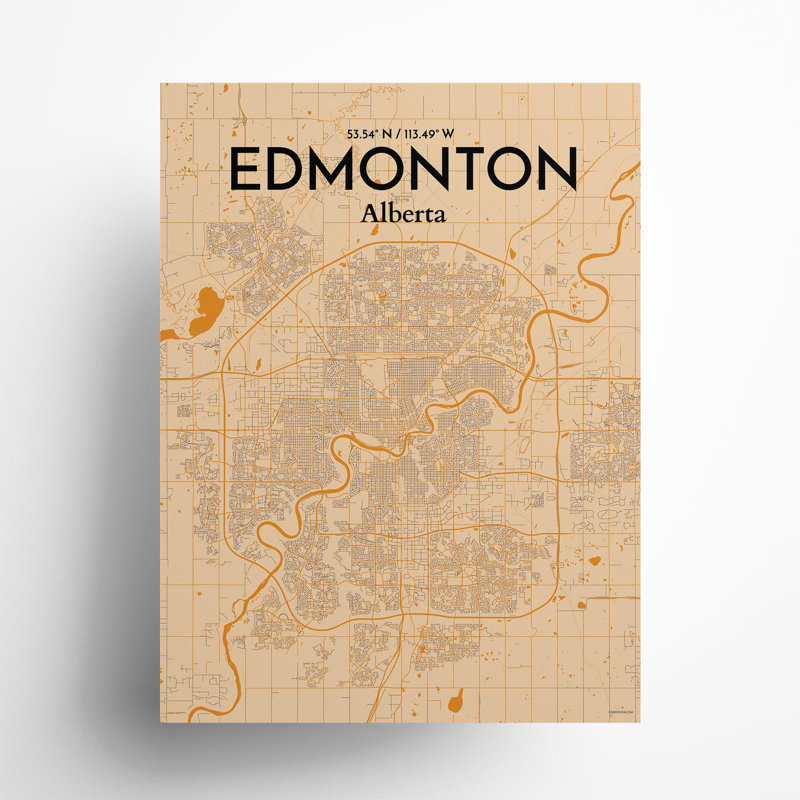 Edmonton City Map, impression, H 24 po x l 18 po