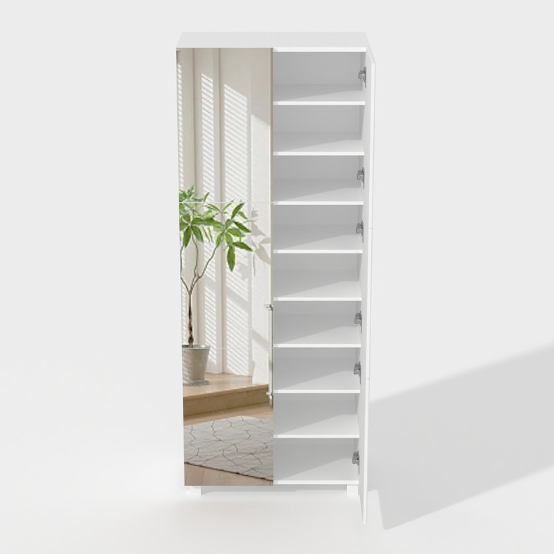 Armoire de rangement moderne pour chaussures en MDF, spacieuse avec portes miroir
