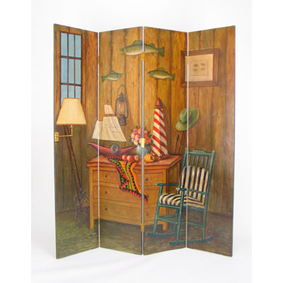 Ayla 64'' W x 72'' H 4 - Panel Solid Wood Folding Room Divider