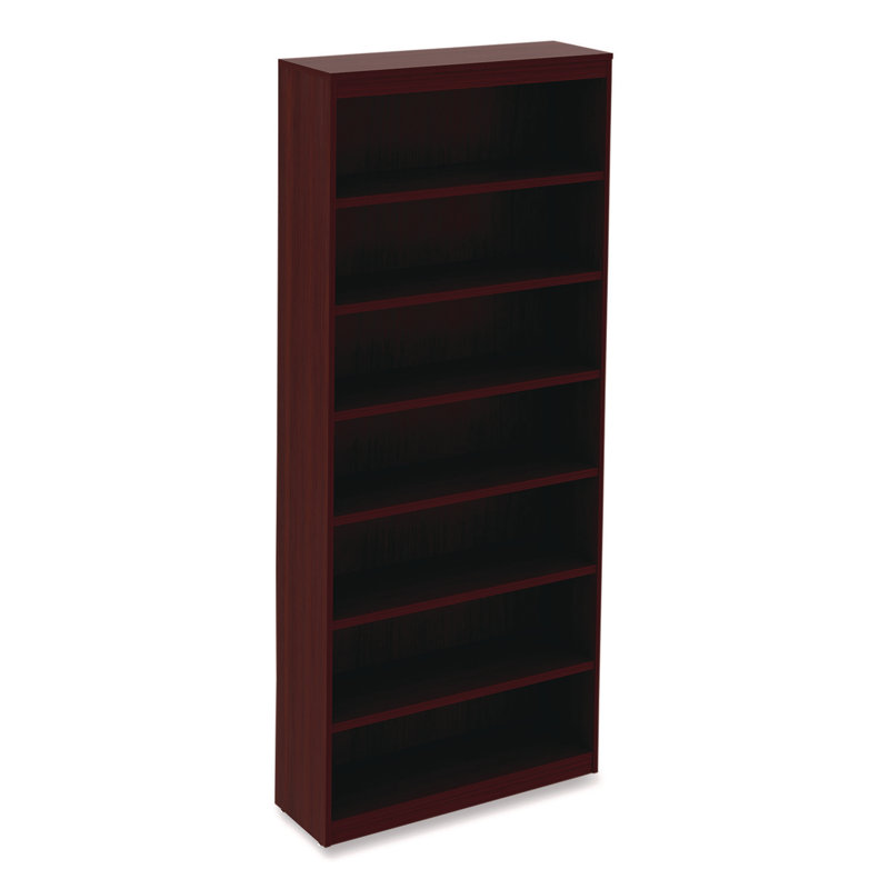 Mahogany 7-Shelf Tall Corner Bookcase
