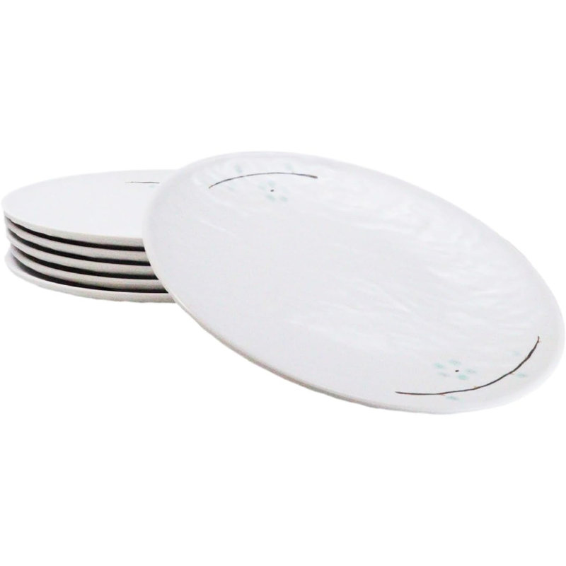 Ensemble de 6 grandes assiettes à dîner en flocons de neige en mélamine yukino moderne Hana