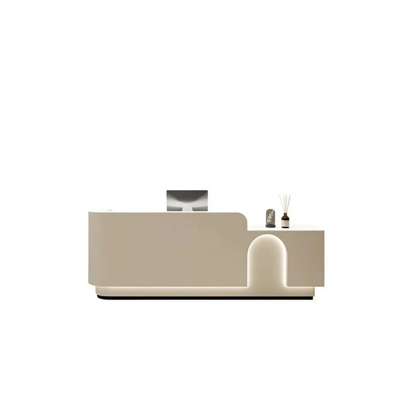 Clauzell L-Shaped Manufactured Wood Reception Desk, Grey