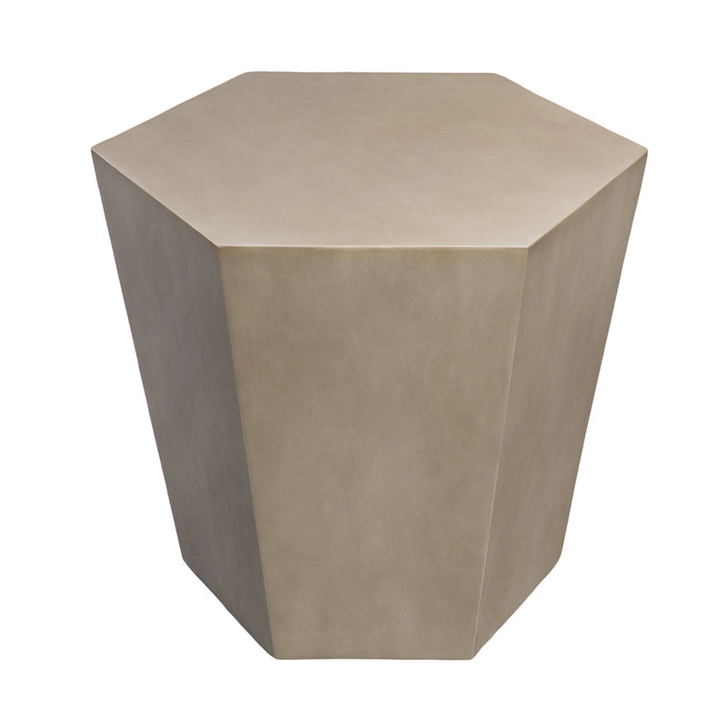 24 po Table basse de jardin hexagonale, table d'appoint en béton, table de chevet géométrique moderne Home Decor, Brun