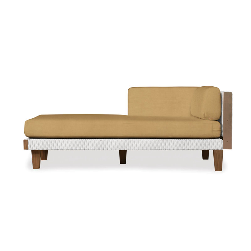 Catalina Outdoor Teak Chaise Lounge, White, Beach Navy