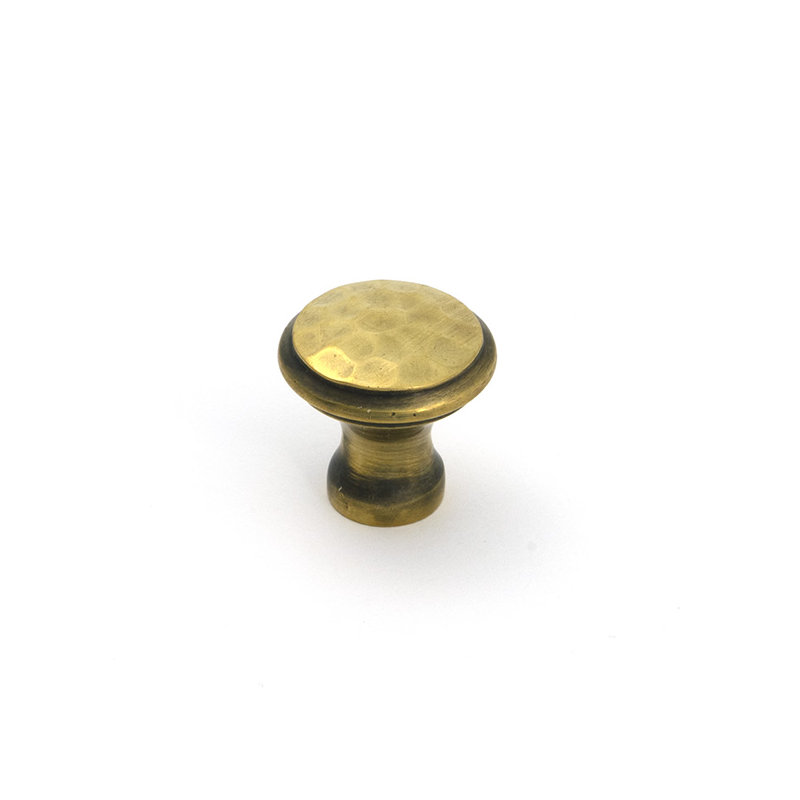 Hammered Round Knob, 0.79" Knob Diameter, Aged Brass