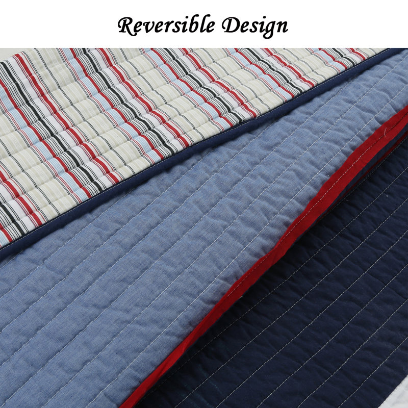Cotton Striped Quilt, Twin Quilt + 1 Standard Sham