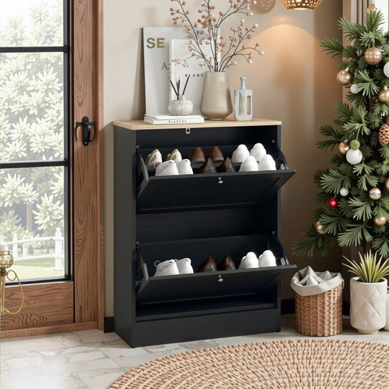 Armoire à chaussures Rosala, Noir
