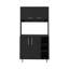 Armoire 95, quatre pieds, armoire à deux portes, trois tablettes - noir