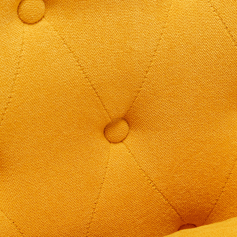 Tufted Wingback Chair, Yellow Linen Blend