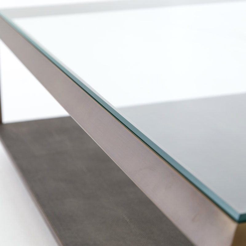 Shagreen Coffee Table, Antique Brass