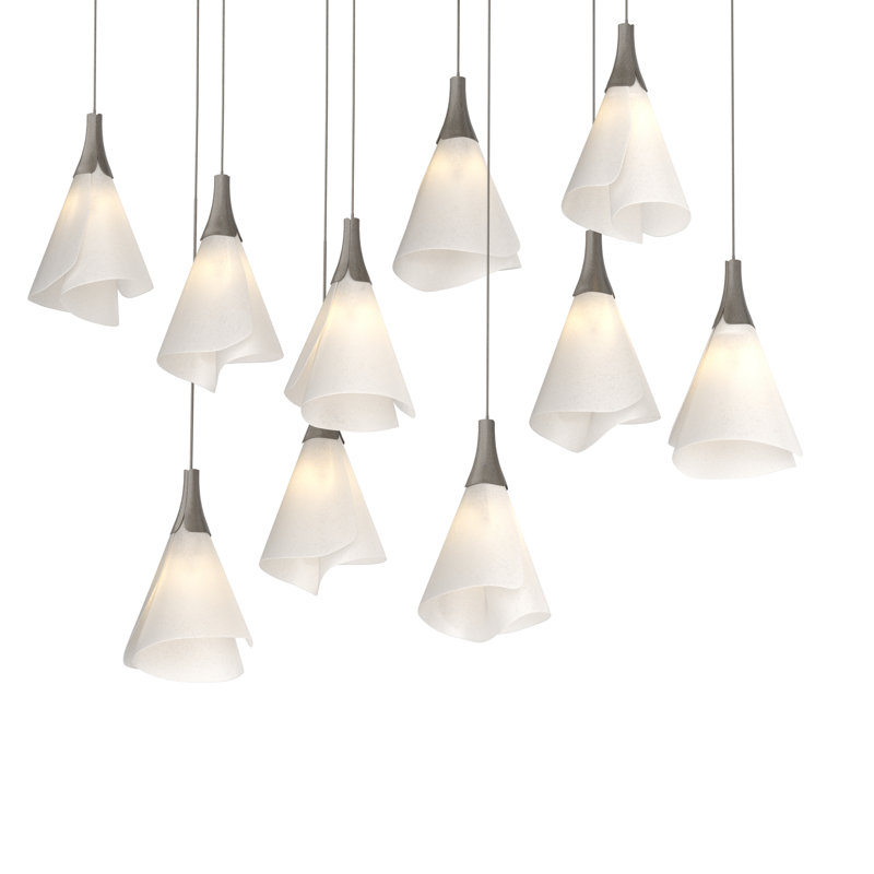 Luminaire suspendu rectangulaire à 10 lumières Mobius, Fumée foncée, 130"