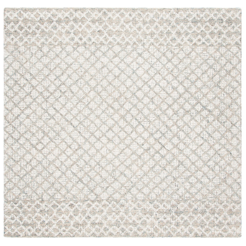 Crowe Hand Tufted Wool Geometric Rug, Square 6'