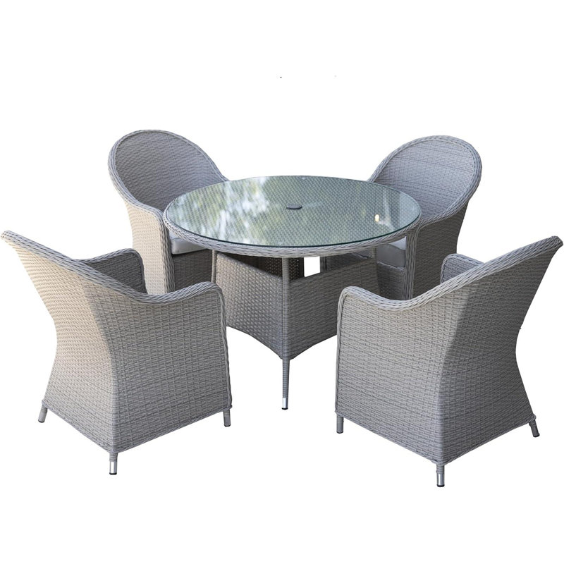 Shatchi Patio Dining Set with, 73cm H x 110cm W x 110cm D, 4
