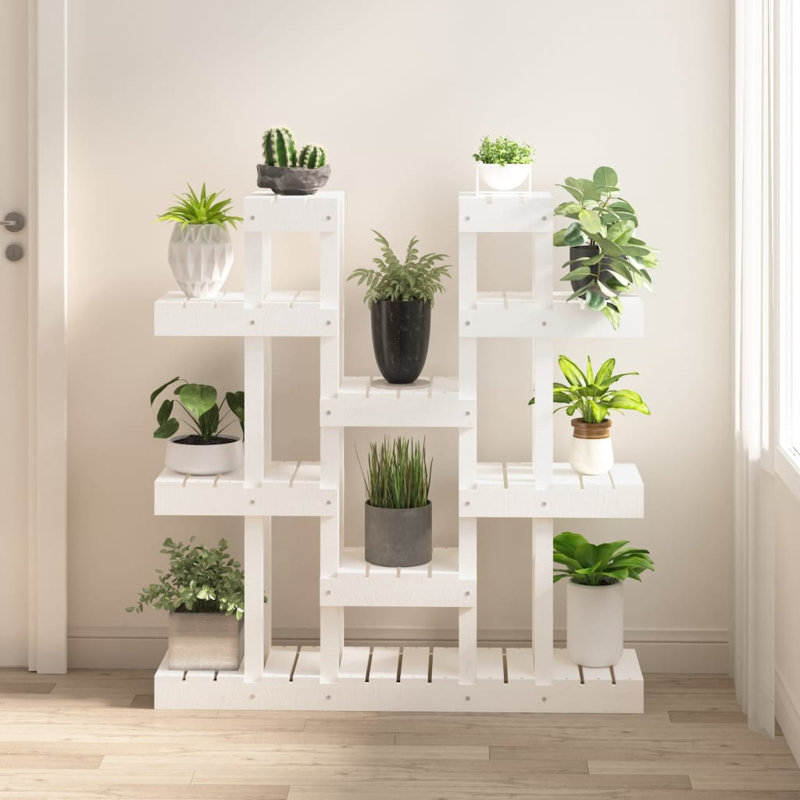 Trevett Wood Plant Stand, White
