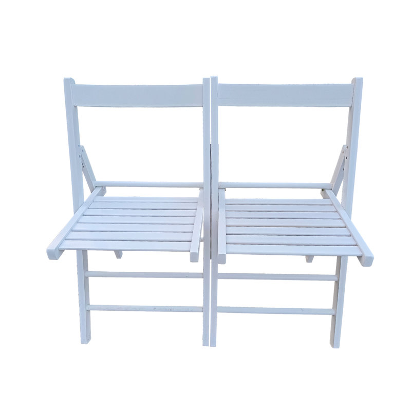 Chaises pliantes blanches de 2 personnes, bois massif, siège à dossier ouvert confortable, peu encombrant, solide et, pour plusieurs emplacements, bois pliable limité à 220 lb 2, conception d'espace, pour tout endroit, léger,