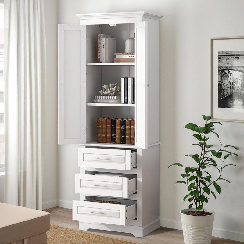 Neomy 70" Tall Bathroom Storage Cabinet, Freestanding Linen Cabinet with 3 Drawers for Bathroom and Office,Modern Style