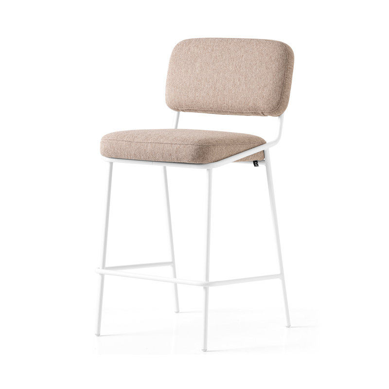 Sixty Upholstered Counter Stool with Metal Frame, Dark Forest Green, Painted Brass, Counter Stool (25.63" Seat Height)
