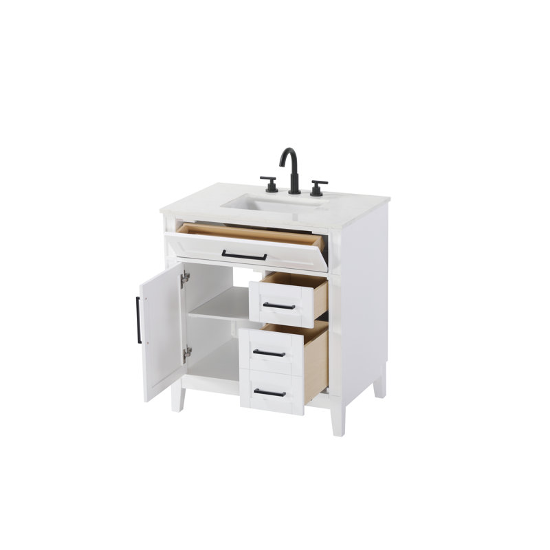 Meuble-lavabo simple 32 po blanc miel, 32", Blanc