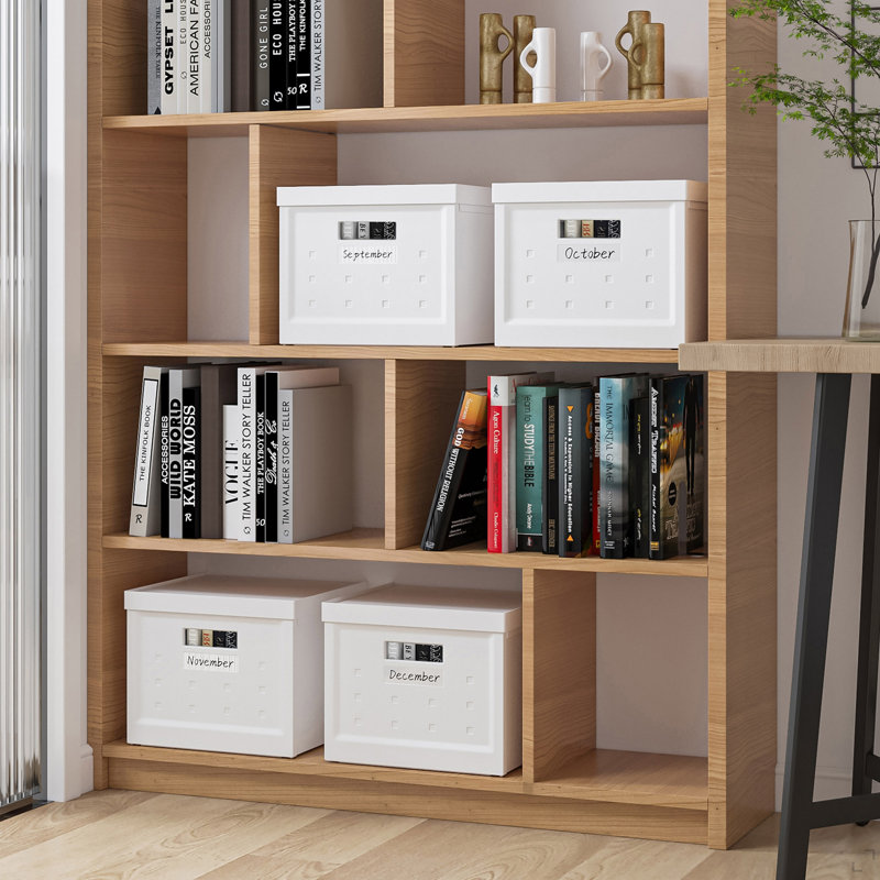 Ensemble de 2 boîtes de rangement pliables et empilables avec couvercles pour la maison ou le bureau, Blanc