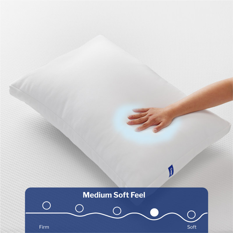 Essential White Polyester Cooling Pillow, Standard Size