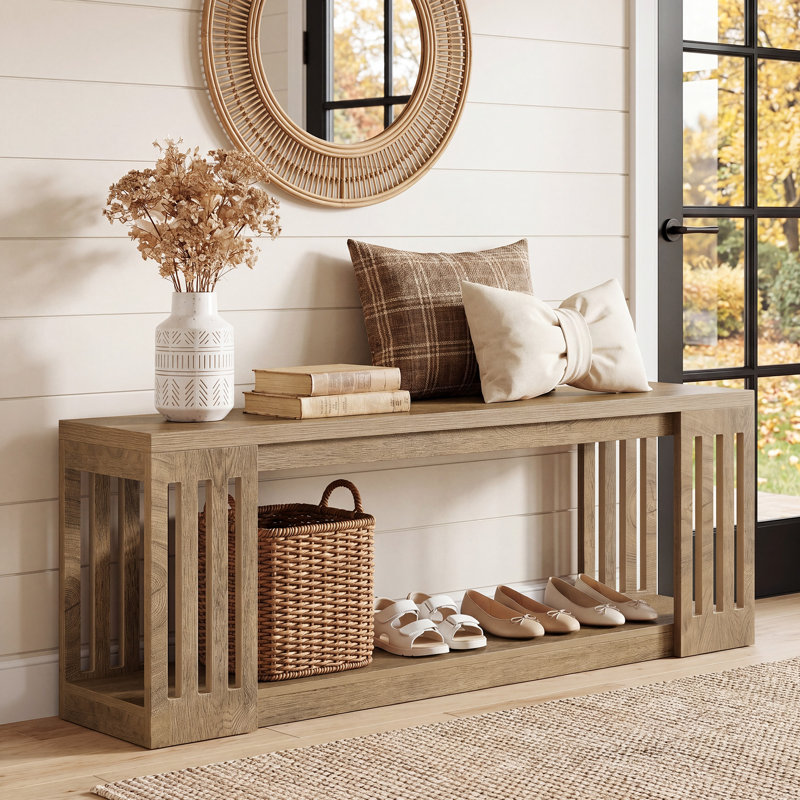 63'' Wood Entryway Bench with Storage