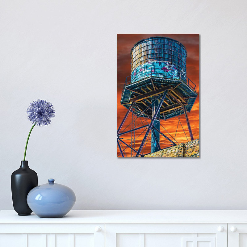 Water Tower 1 Piece Wrapped Canvas Wall Art, 30.48 cm H x 45.72 cm W