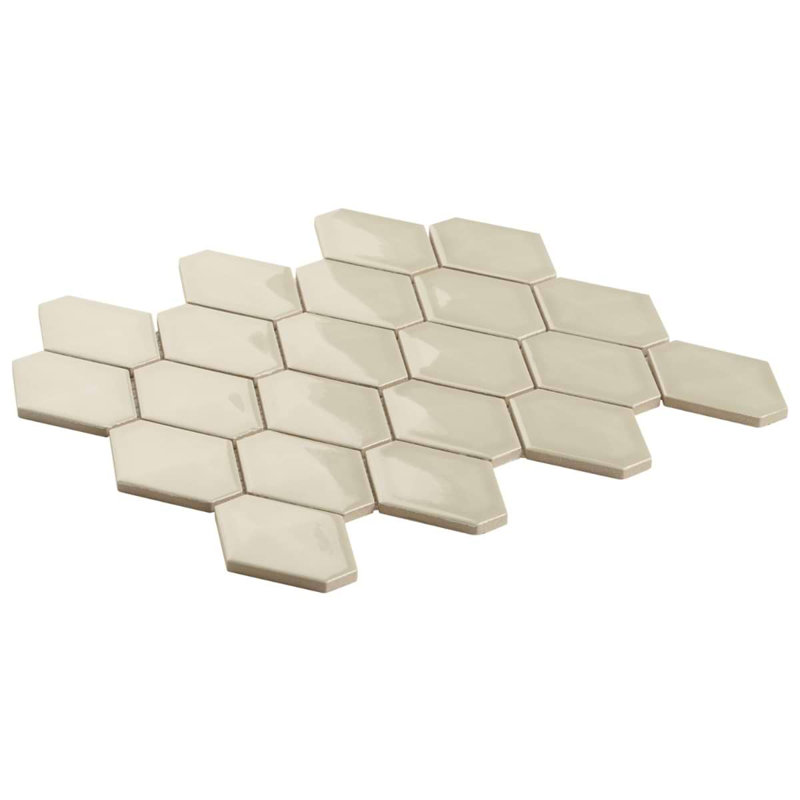 Brookline Diamond 3x4 Glossy Ceramic Mosaic Tile, Celadon Green