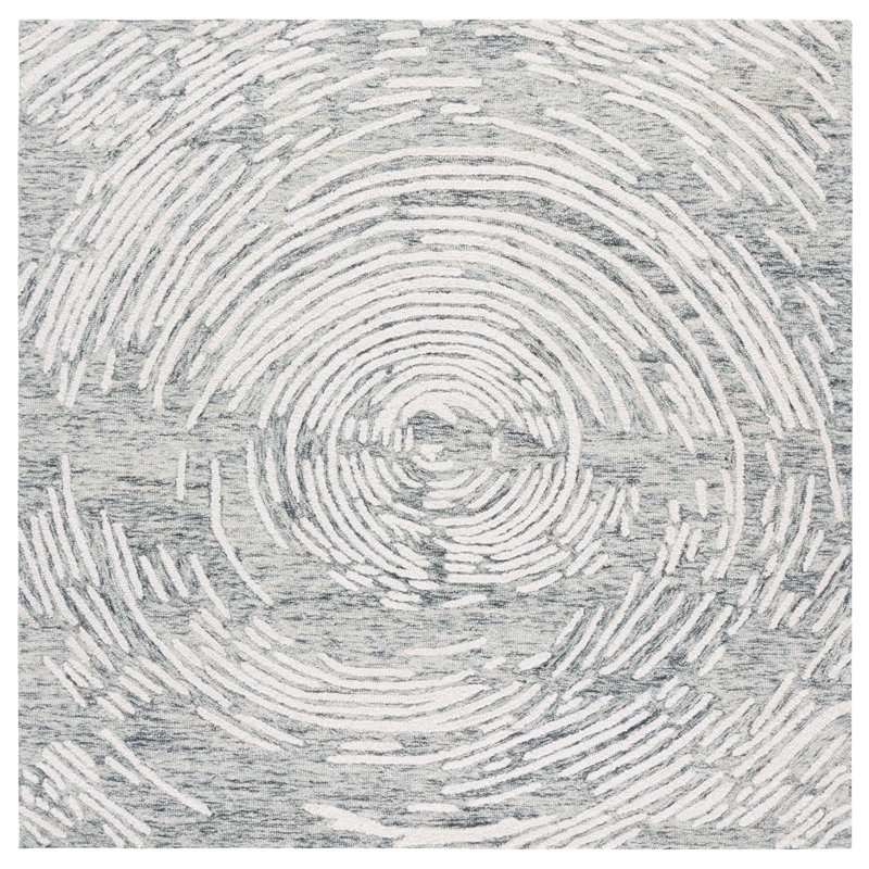 Abstract Hand Tufted Wool Abstract Rug, Square 6'