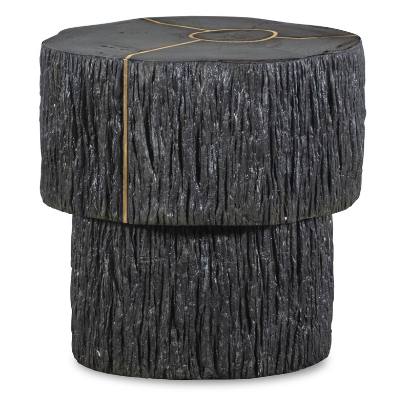 Elan Petrified Wood Accent Table - Light, Black/Bronze