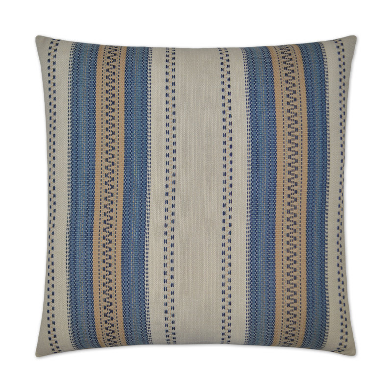 Rigadoon Striped Reversible Throw Pillow, Blue, Square 24"