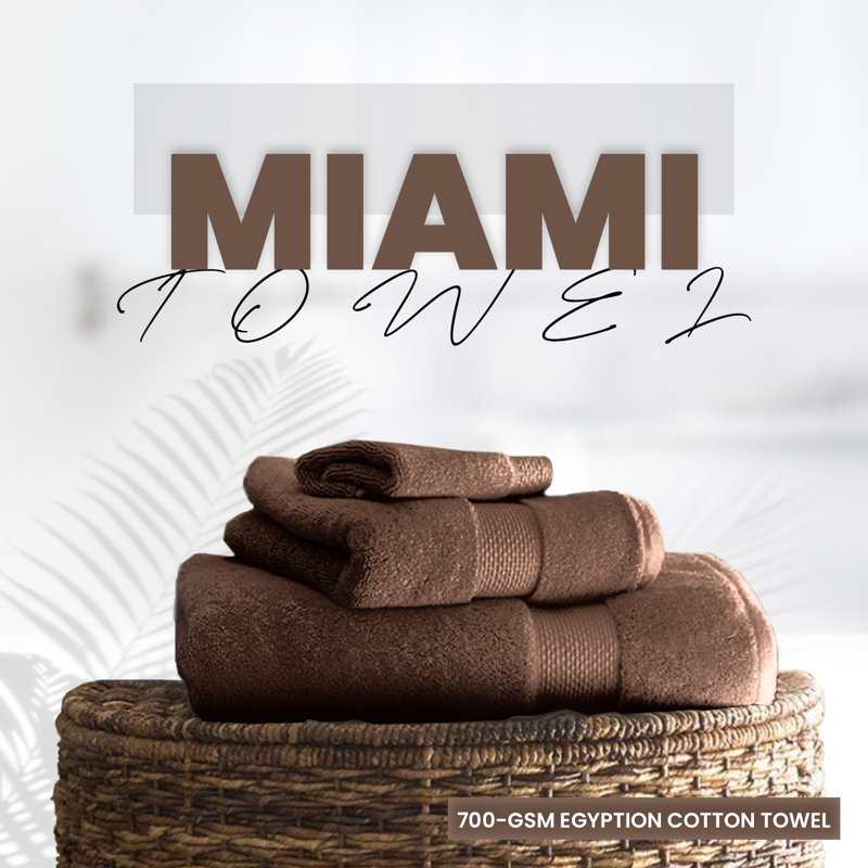Miami 2 Piece Bath Sheet Same-Size Bale, Chocolate, Hand Towel - 4 Pack