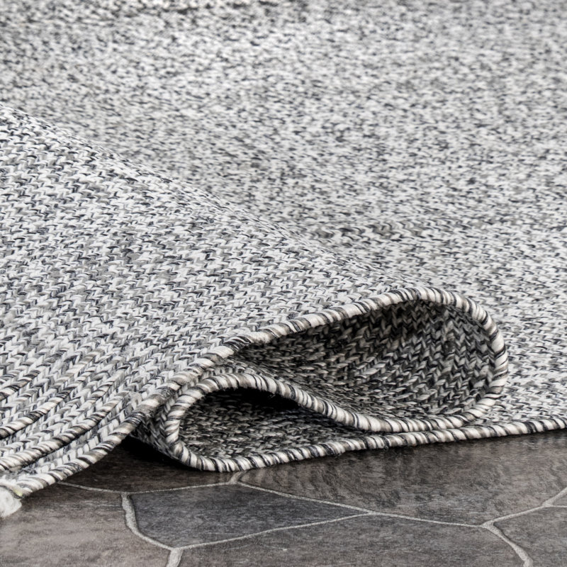 Tapis intérieur / extérieur gris Shelva, Tapis de couloir 2 pi 6 po x 10 pi