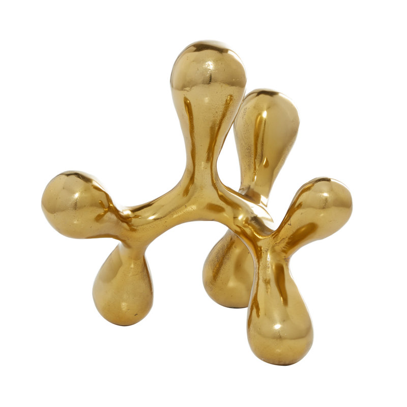 Cosmoliving By Cosmopolitan Gold Aluminum Coastal Abstract Sculpture, 12 X 11 X 11, Gold, 9" H x 10.5" W x 10" D