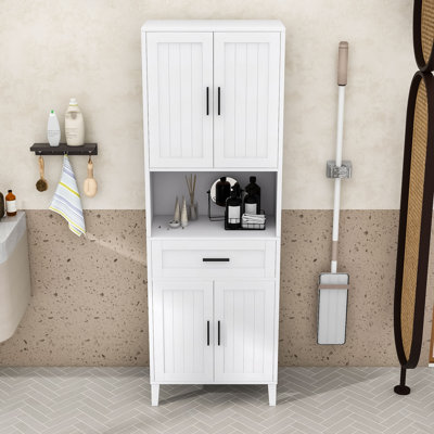 Grande armoire de rangement moderne avec tablettes réglables, portes à fermeture en douceur et finition résistante à l'eau